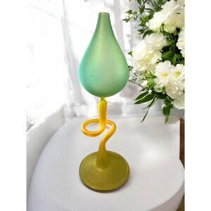 Vintage 1960s Art Glass Studio Hand Blown Oil Lamp
